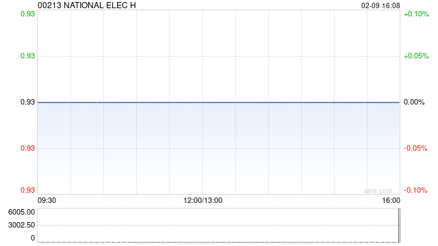 NATIONAL ELEC H于2月9日斥资9520港元回购1万股